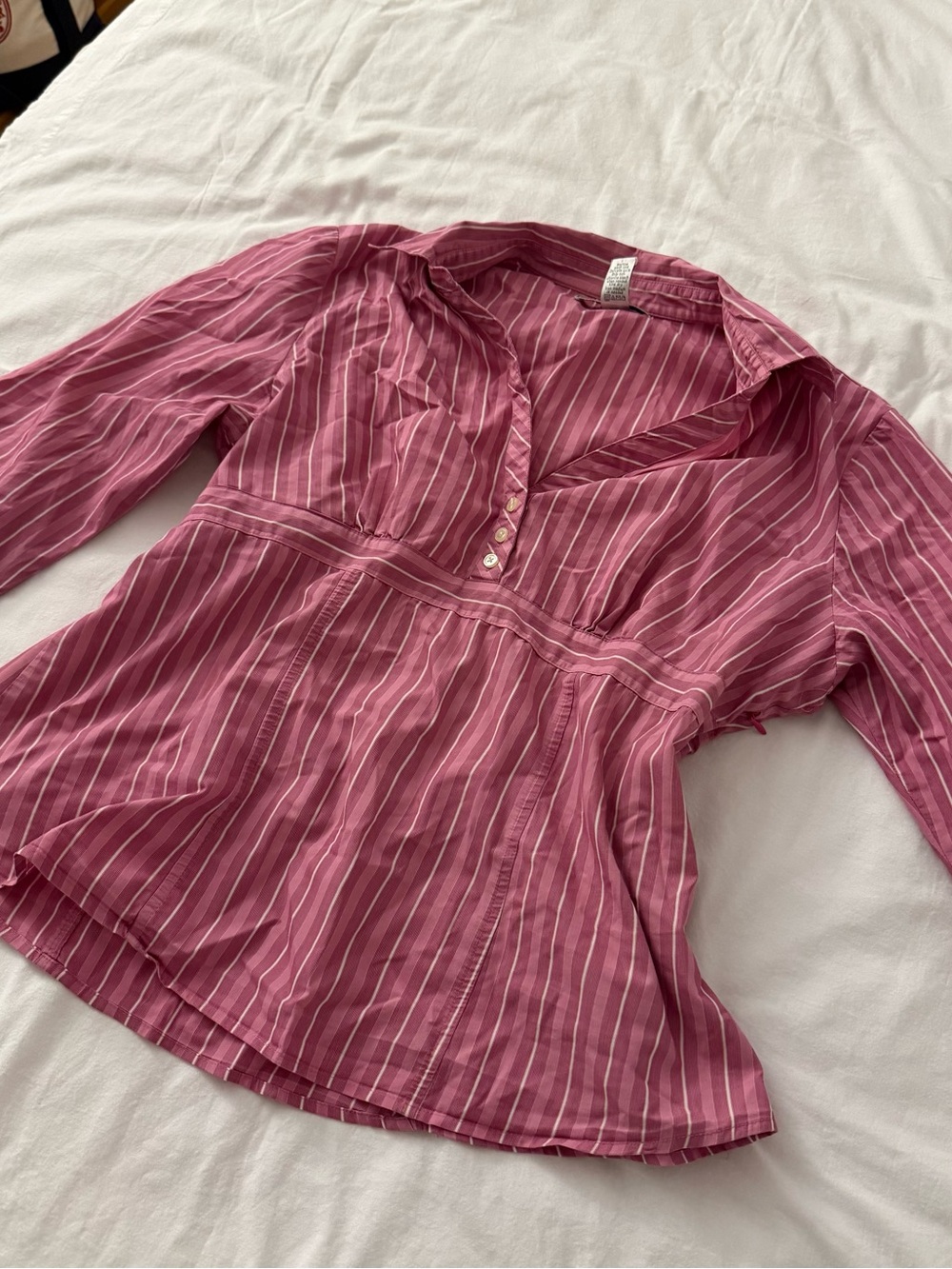 GH Bass and Co pink & white striped blouse size L